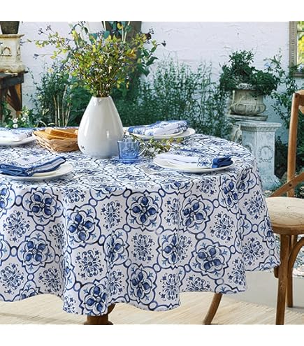 Spode Blue Room Collection ラウンドテーブルクロス Amazon.com: Spode - Table Cloth, Rectangular Table Cloth